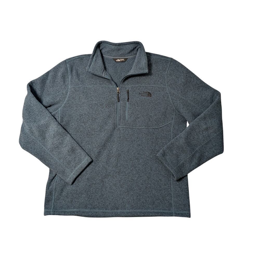 THE NORTH FACE Men's 1/4 Zip FLEECE/Sweater; Large. Gray; Fuzzy & Warm!!